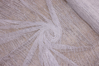 Broderie de lux tip dantela cu margele si paiete  C12 - Alb