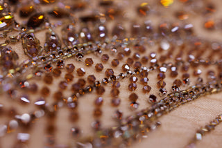 Broderie de lux tip dantela cu strasuri/pietre pretioase  D75 - Maro