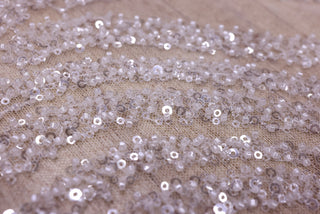 Broderie de lux tip dantela cu strasuri/pietre pretioase  C90 - Argintiu