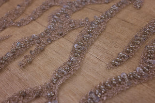 Broderie tip dantela cu perle/margele si paiete B82 - Auriu