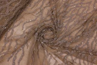 Broderie tip dantela cu perle/margele si paiete B82 - Auriu