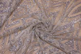 Broderie de lux tip dantela cu strasuri/pietre pretioase B33 - Argintiu