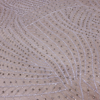 Broderie de lux tip dantela cu margele si pietre pretioase  C14 - Argintiu