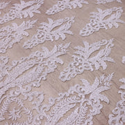 Broderie de lux tip dantela lucrata manual cu perle C65 - Alb Ivory