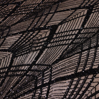 Broderie tip dantela cu perle/margele si paiete B34 - Negru