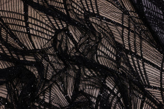 Broderie tip dantela cu perle/margele si paiete B34 - Negru