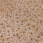 Broderie de lux tip dantela cu strasuri/pietre pretioase  D86 - Auriu