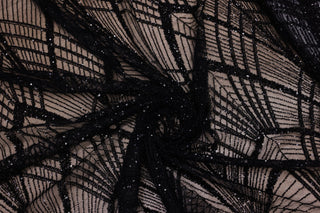 Broderie tip dantela cu perle/margele si paiete B34 - Negru
