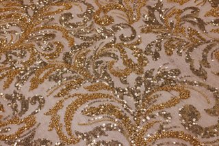 Broderie tip dantela cu perle/margele si paiete A20 - Auriu