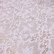 Broderie de lux tip dantela lucrata manual cu perle C66 - Alb Ivory