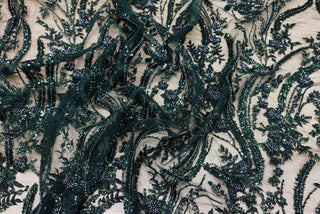Broderie tip dantela cu perle/margele si paiete A52 - Verde