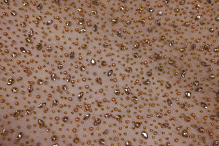 Broderie de lux tip dantela cu strasuri/pietre pretioase  D86 - Auriu