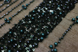 Broderie tip dantela cu margele si paiete A70 - Verde