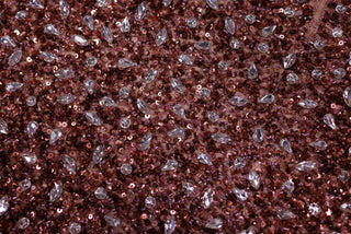 Broderie de lux tip dantela cu pietre pretioase, margele si paiete  D76 - Maro