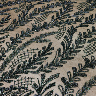Broderie tip dantela cu perle/margele si paiete A52 - Verde