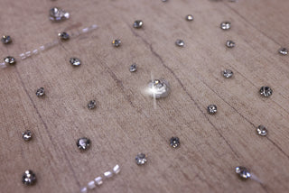 Broderie de lux tip dantela cu cristale, perle si margele  C15 - Argintiu