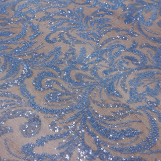 Broderie tip dantela cu perle/margele si paiete A20 - Bleu.