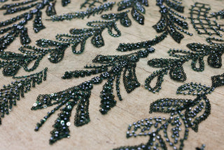 Broderie tip dantela cu perle/margele si paiete A52 - Verde
