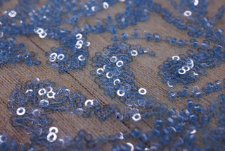 Broderie tip dantela cu perle/margele si paiete A20 - Bleu.