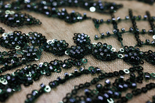 Broderie tip dantela cu perle/margele si paiete A52 - Verde