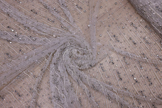 Broderie de lux tip dantela cu cristale, perle si margele  C15 - Argintiu