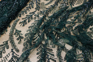 Broderie tip dantela cu perle/margele si paiete A53 - Verde
