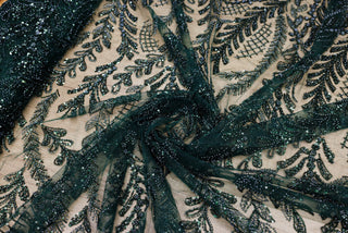 Broderie tip dantela cu perle/margele si paiete A52 - Verde