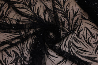 Broderie tip dantela cu perle/margele si paiete B36 - Negru