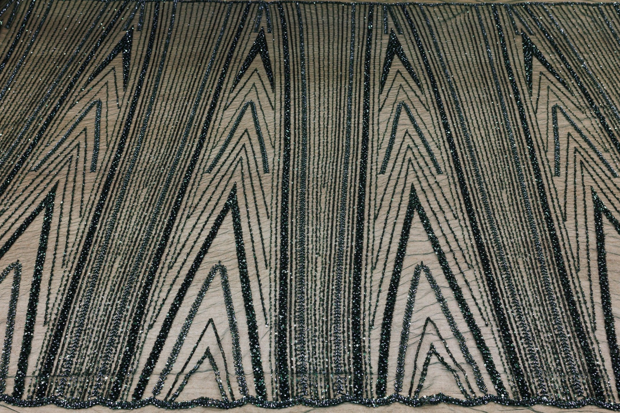 Broderie tip dantela cu perle/margele si paiete A54 - Verde