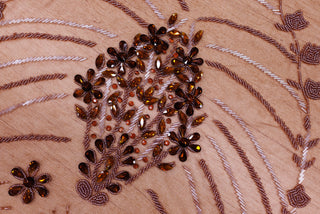 Broderie de lux tip dantela cu maregele si pietre pretioase  D77 - Maro