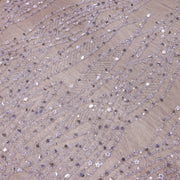 Broderie de lux tip dantela lucrata manual cu margele si paiete C68 - Alb Ivory
