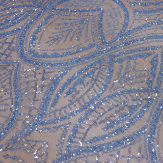 Broderie tip dantela cu perle/margele si paiete A22 - Bleu.