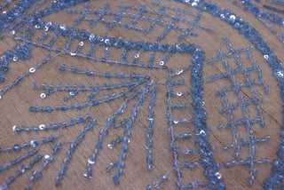 Broderie tip dantela cu perle/margele si paiete A22 - Bleu.