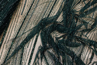 Broderie tip dantela cu perle/margele si paiete A54 - Verde
