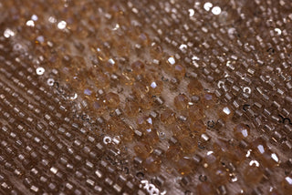 Broderie de lux tip dantela cu margele si paiete cusute manual  B85 - Auriu