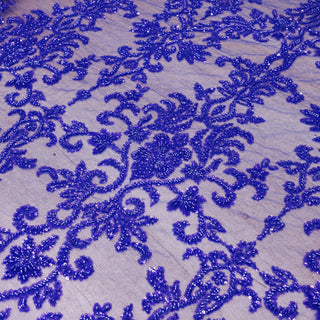 Broderie tip dantela cu perle/margele si paiete A55 - Albastru
