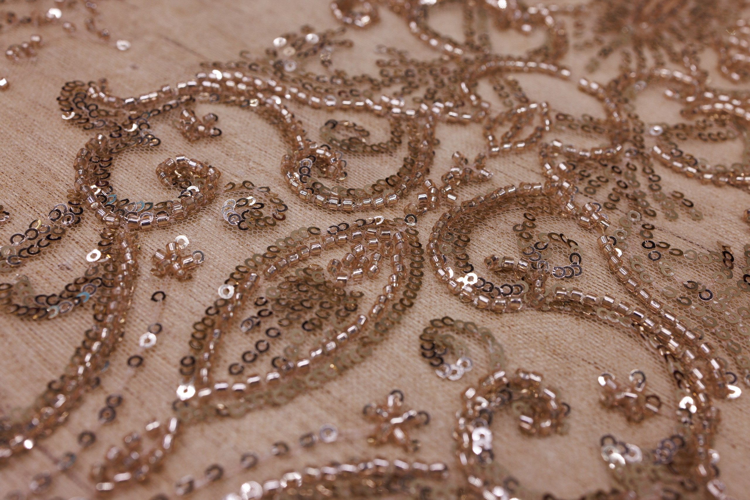 Broderie tip dantela cu perle/margele si paiete A23 - Auriu