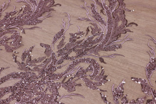 Broderie tip dantela cu perle/margele si paiete B39 - Roz