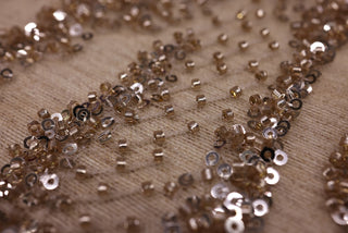 Broderie de lux tip dantela cu margele si paiete cusute manual  B85 - Auriu