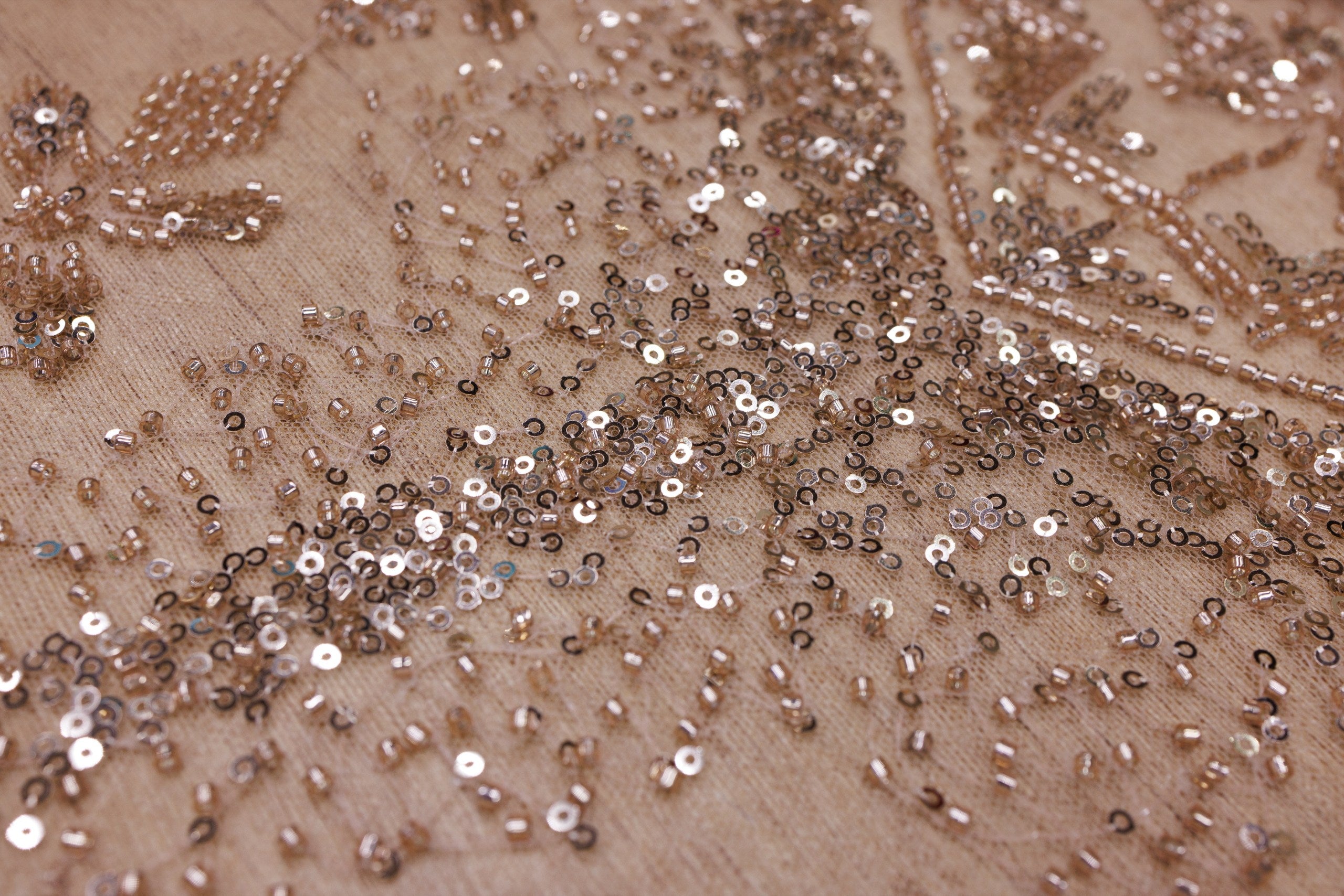 Broderie tip dantela cu perle/margele si paiete A23 - Auriu