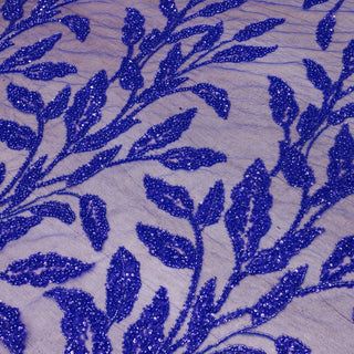 Broderie tip dantela cu perle/margele si paiete A56 - Albastru