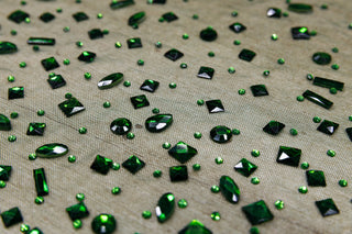 Tulle accesorizat cu pietre si cristale T4 - Verde