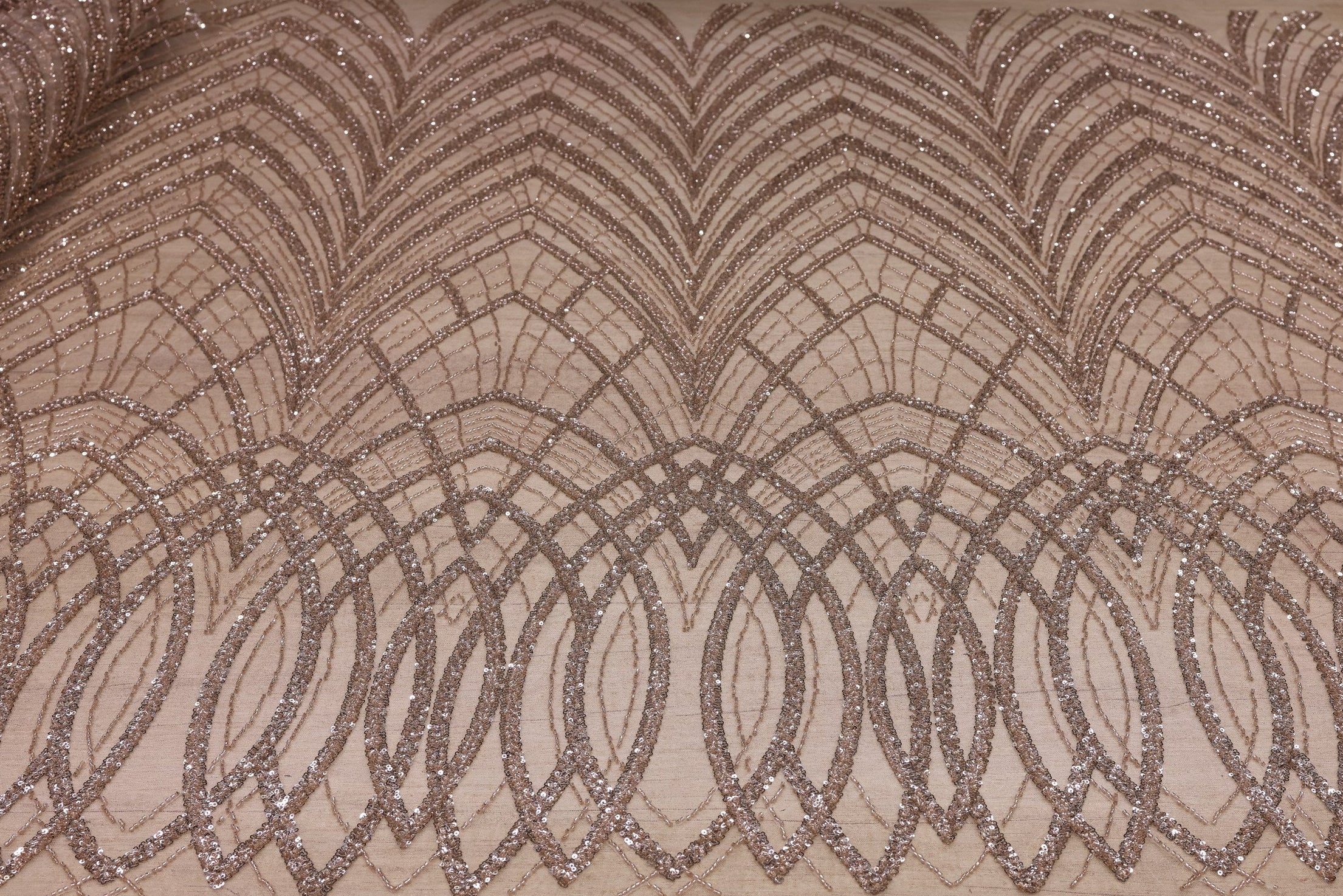 Broderie tip dantela cu perle/margele si paiete B87 - Auriu