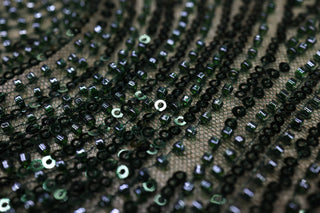 Broderie tip dantela cu perle/margele si paiete A63 - Verde