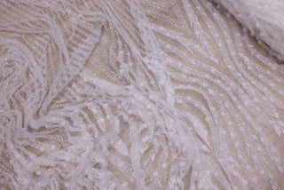 Broderie de lux tip dantela cu margele si paiete cusute manual  B98 - Alb.
