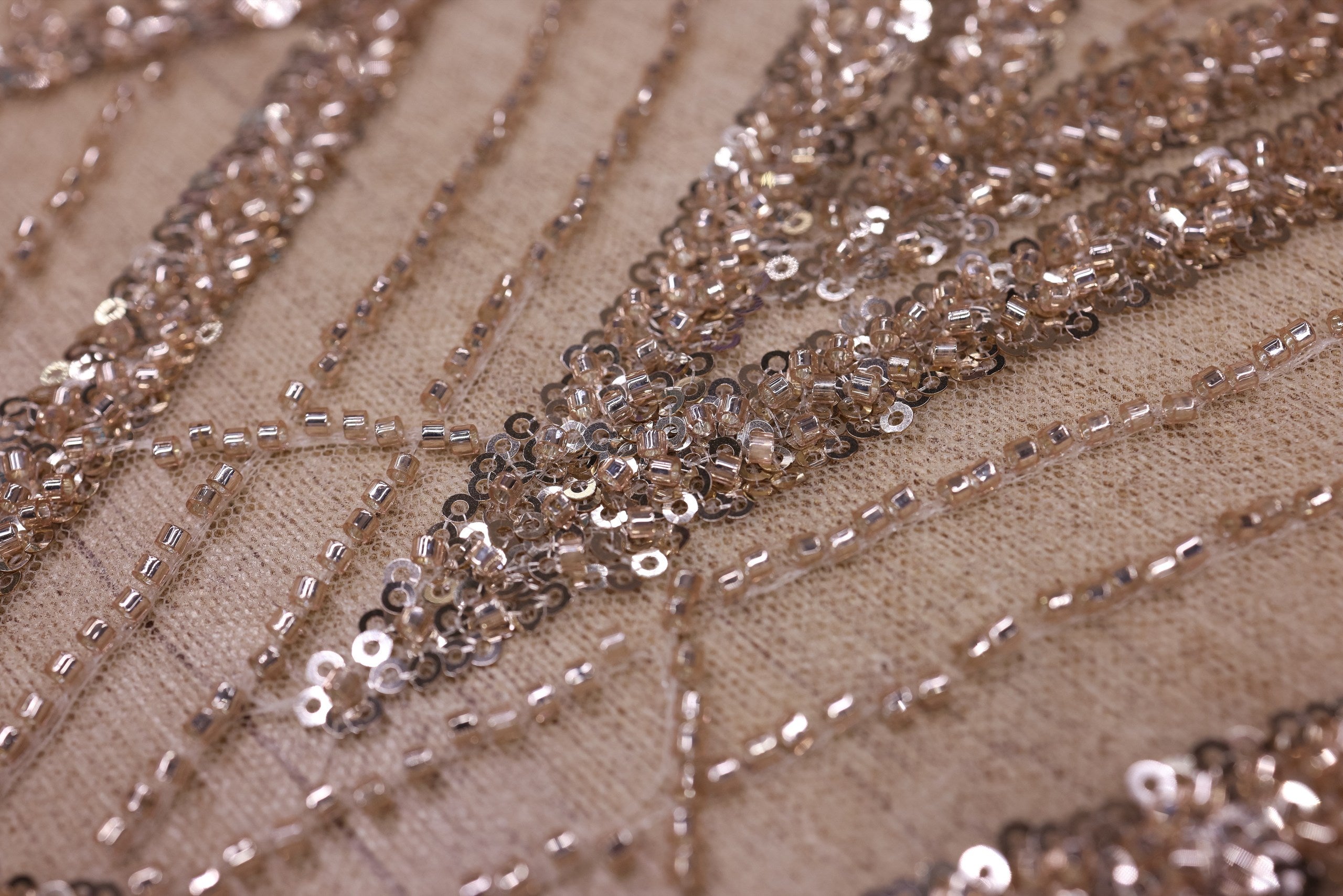 Broderie tip dantela cu perle/margele si paiete B87 - Auriu