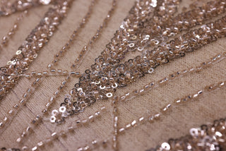 Broderie tip dantela cu perle/margele si paiete B87 - Auriu