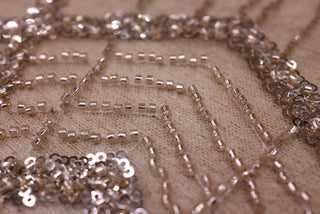 Broderie tip dantela cu perle/margele si paiete B87 - Auriu