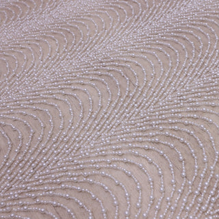 Broderie de lux tip dantela cu perle cusute manual  B99 - Alb.