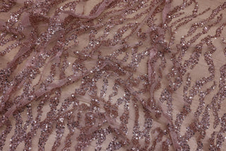 Broderie tip dantela cu perle/margele si paiete B40 - Roz